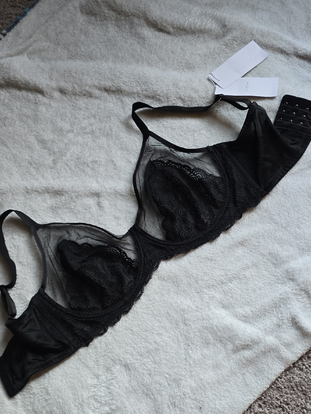 Sheer Lace Underwire Bra in Black
